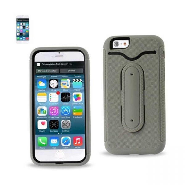 Reiko iPhone 6S/ 6 Hybrid Heavy Duty Case With Bending Kickstand In Gray