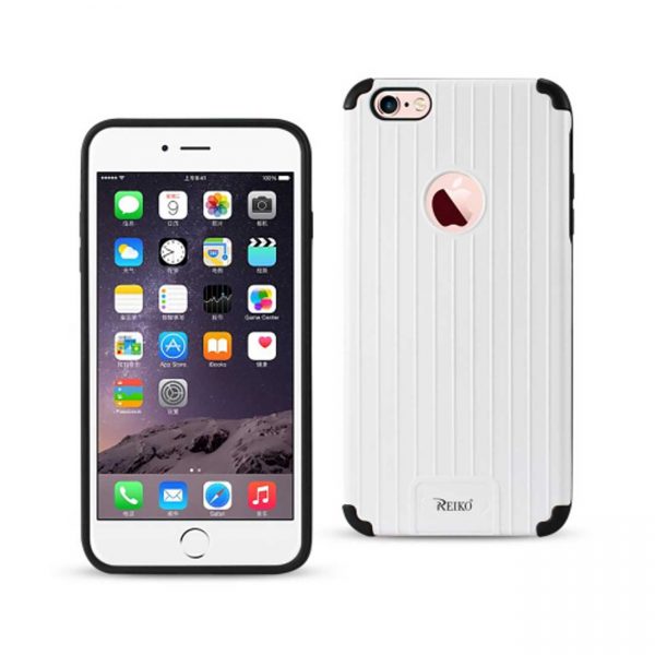 Reiko iPhone 6S Plus/ 6 Plus Rugged Metal Texture Hybrid Case With Ridged Back In Black White
