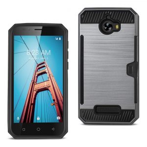 REIKO COOLPAD DEFIANT SLIM ARMOR HYBRID CASE WITH CARD HOLDER IN GRAY