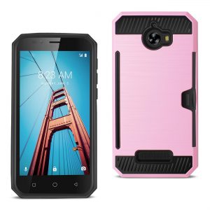 REIKO COOLPAD DEFIANT SLIM ARMOR HYBRID CASE WITH CARD HOLDER IN PINK