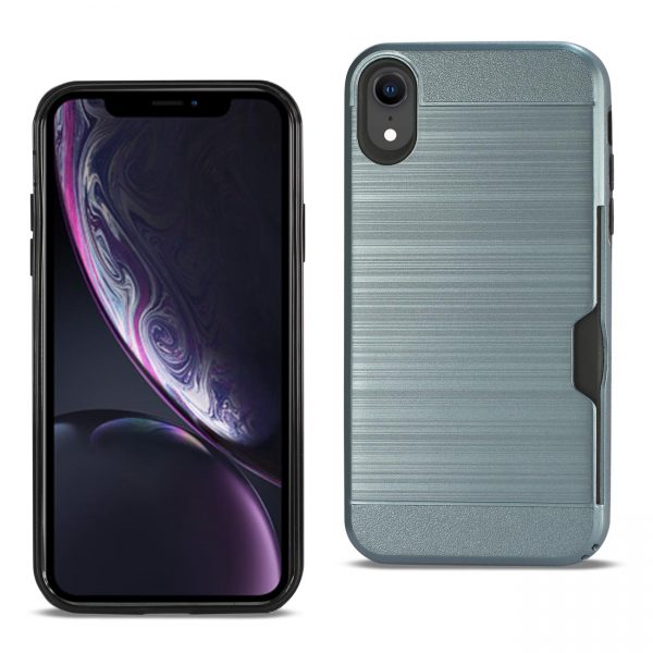 Reiko iPhone XR Slim Armor Hybrid Case With Card Holder In Navy