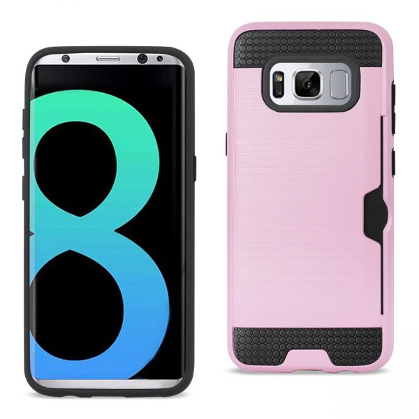 REIKO SAMSUNG GALAXY S8 EDGE/ S8 PLUS SLIM ARMOR HYBRID CASE WITH CARD HOLDER IN PINK