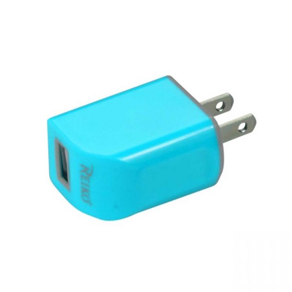 REIKO MICRO USB 1 AMP PORTABLE MICRO TRAVEL ADAPTER CHARGER WITH CABLE IN BLUE