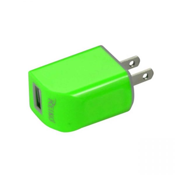 REIKO MICRO USB 1 AMP PORTABLE MICRO TRAVEL ADAPTER CHARGER WITH CABLE IN GREEN