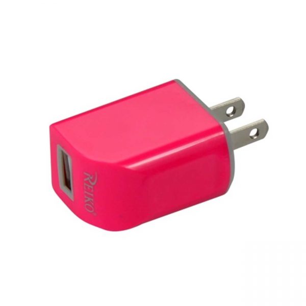 REIKO MICRO USB 1 AMP PORTABLE MICRO TRAVEL ADAPTER CHARGER WITH CABLE IN HOT PINK