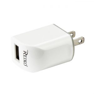 REIKO MICRO USB 1 AMP PORTABLE MICRO TRAVEL ADAPTER CHARGER WITH CABLE IN WHITE