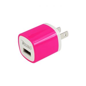 REIKO 1 AMP WALL USB TRAVEL ADAPTER CHARGER IN HOT PINK