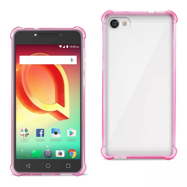Reiko Alcatel Crave Clear Bumper Case With Air Cushion Protection In Clear Hot Pink