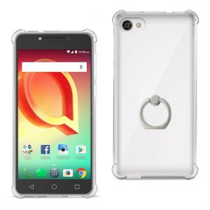 Reiko Alcatel Crave Transparent Air Cushion Protector Bumper Case With Ring Holder In Clear