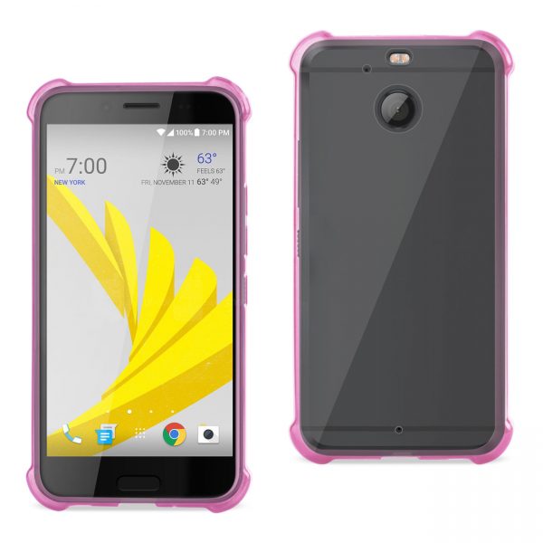 Reiko Htc Bolt Clear Bumper Case With Air Cushion Protection In Clear Hot Pink
