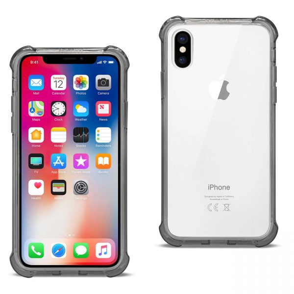 Reiko iPhone X/iPhone XS Clear Bumper Case With Air Cushion Protection In Clear Black