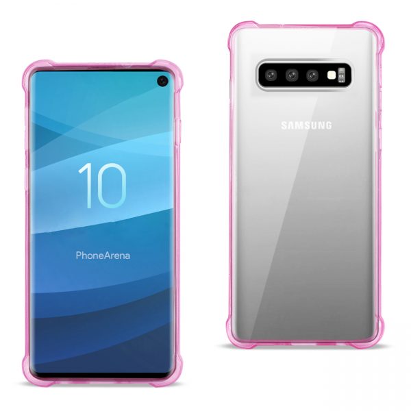 SAMSUNG GALAXY S10 Clear Bumper Case With Air Cushion Protection In Clear Hot Pink