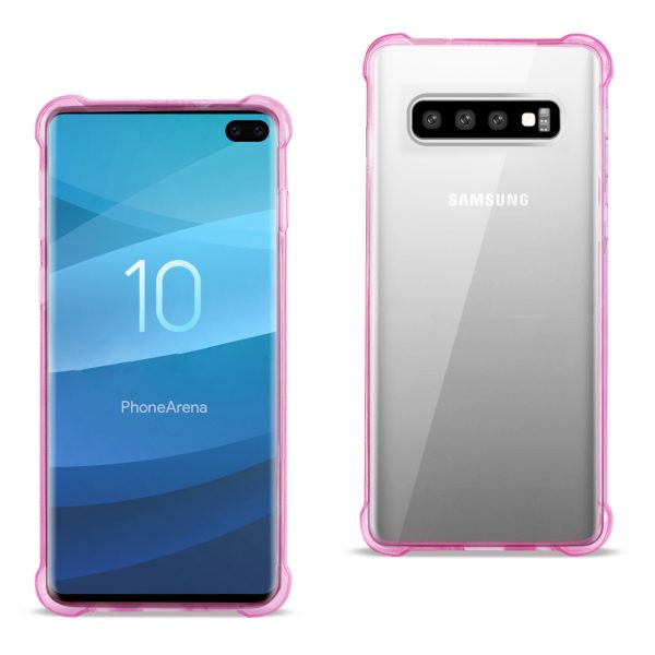 SAMSUNG GALAXY S10 Plus Clear Bumper Case With Air Cushion Protection In Clear Hot Pink