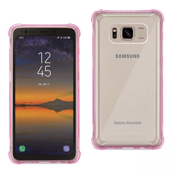 Reiko Samsung Galaxy S8 Active Clear Bumper Case With Air Cushion Protection In Clear Hot Pink