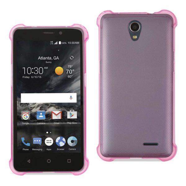 Reiko Zte Maven 2/ Chapel (Z831) Clear Bumper Case With Air Cushion Protection In Clear Hot Pink