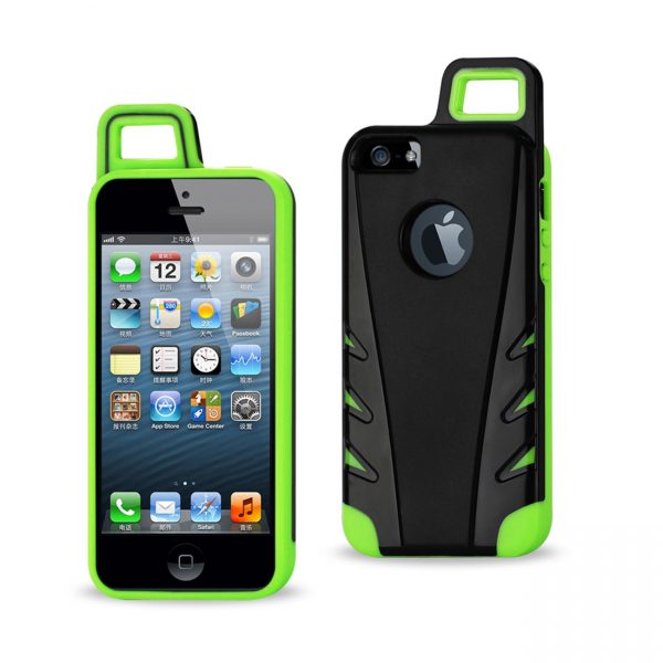 REIKO IPHONE 5/5S/SE DROPPROOF WORKOUT HYBRID CASE WITH HOOK IN BLACK GREEN