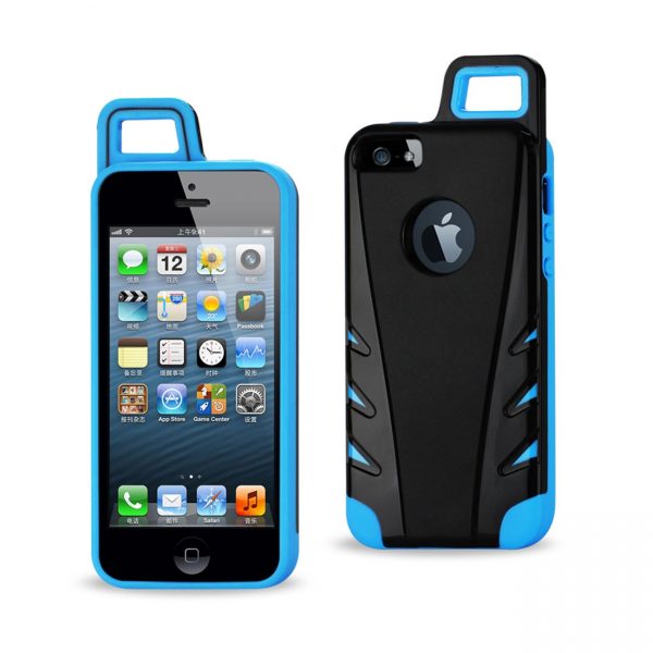 REIKO IPHONE 5/5S/SE DROPPROOF WORKOUT HYBRID CASE WITH HOOK IN BLACK NAVY