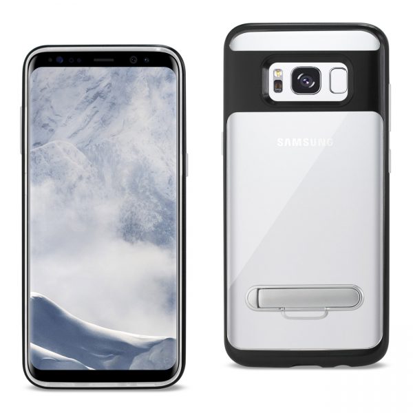 REIKO SAMSUNG GALAXY S8 EDGE/ S8 PLUS TRANSPARENT BUMPER CASE WITH KICKSTAND AND MATTE INNER FINISH IN CLEAR BLACK