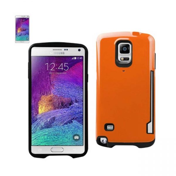 REIKO SAMSUNG GALAXY NOTE 4 CANDY SHIELD CASE WITH CARD HOLDER IN ORANGE