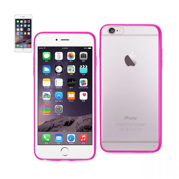 REIKO IPHONE 6 PLUS/ 6S PLUS CLEAR BACK FRAME BUMPER CASE IN PINK