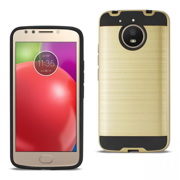 Reiko Motorola Moto E4 Plus Hybrid Metal Brushed Texture Case In Gold