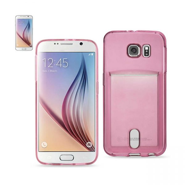 REIKO SAMSUNG GALAXY S6REIKO SEMI CLEAR CASE WITH CARD HOLDER IN CLEAR HOT PINK
