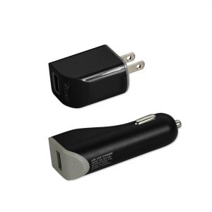 REIKO IPHONE 4G 1 AMP 3-IN-1 CAR CHARGER WALL ADAPTER WITH CABLE IN BLACK
